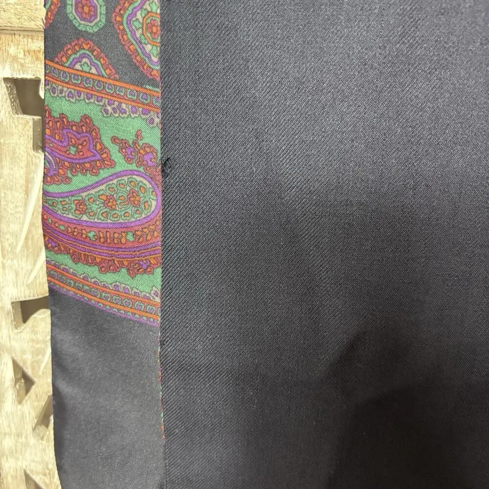 Vintage London Fog Paisley Wool Silk Opera Scarf Blue 11